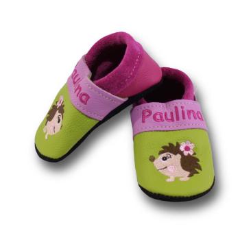 Krabbelschuhe Igel mit Blume